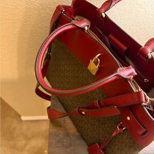 Michael Kors Red and Brown Satchel